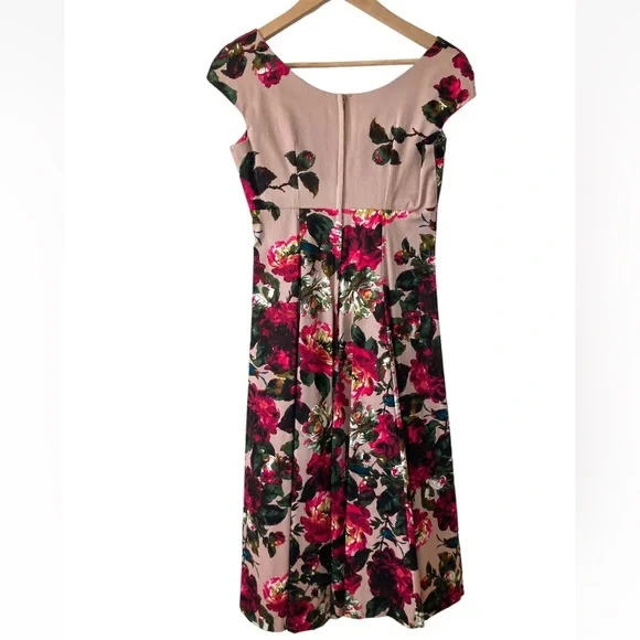 Retrospec'd Australian Vintage 50s Pin Up Red Green Floral Dress UK 8 Wedding - Picture 6 of 10